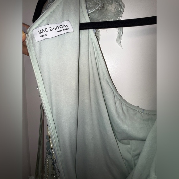 NWT Mac Duggal 94151 Sage Green Embellished One Shoulder Trumpet Gown Size 12 - Picture 15 of 17